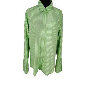 Duck Head Jeans Company XXL Athletic Fit Green White Stripe Button Up Dress Shir